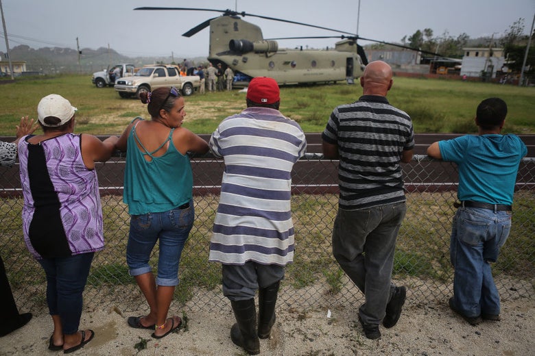 A U.S. Army delivering FEMA-provided supplies in Utuado, Puerto Rico last October 18.